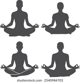 Meditating Person Silhouette Illustration with a white background