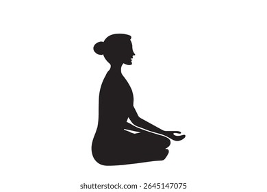 Meditating Person Silhouette Vector – Lotus Pose with Radiating Calm Energy