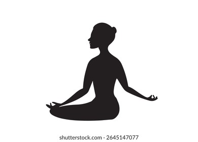 Meditating Person Silhouette Vector – Lotus Pose with Radiating Calm Energy