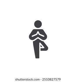 Icono del Vector de la persona que medita. cartel plano lleno para el concepto móvil y el Diseño web. Yoga Pose icono de glifo. Símbolo de salud física, ilustración de logotipo. Gráficos de Vector