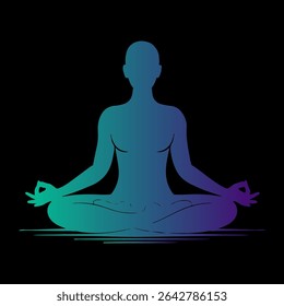 Meditating Silhouette in Teal and Purple Tones
