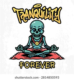 Meditating Skeleton in Tranquility Pose Illustration