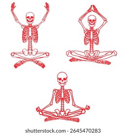 meditando esqueleto imagem vetorial ilustração	