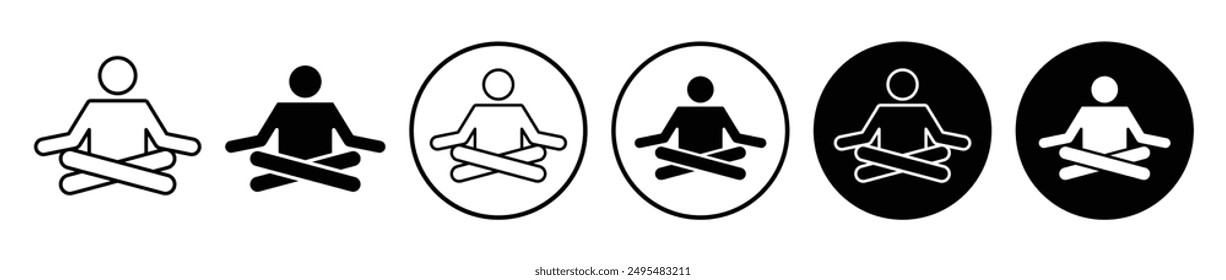 Meditating thin line vector icon set.