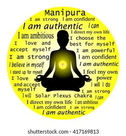 Meditating woman. Anahata chakra affirmation.