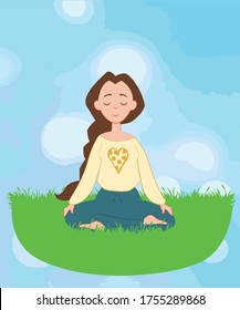 Meditating woman preparing to do yoga