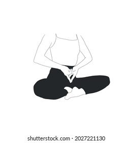 Meditating woman. Yoga. Spiritually religious wellness practice. 