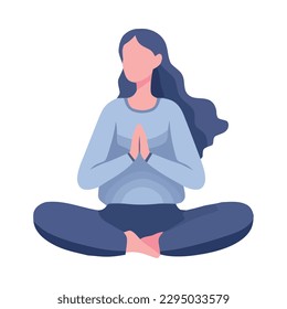 meditating woman. Vector illustration of cartoon young woman sitting in yoga  lotus position surrounded by plant leaves. yoga lotus pose, women wellness  concept. flat isolated on white. 6066821 Vector Art at Vecteezy