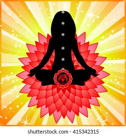 Meditating Women Muladhara Chakra Activation Stock Vector (Royalty Free ...