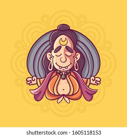 Meditating yogi man character. Vector flat cartoon illustration