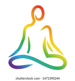 meditation, abstract human figure, colorful vector logo icon 