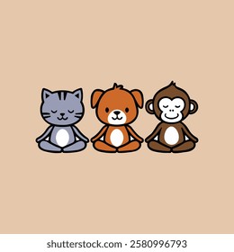Meditation Animal illustrations Logo Vector