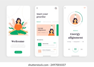 Meditation app interface concept vector design in eps 10