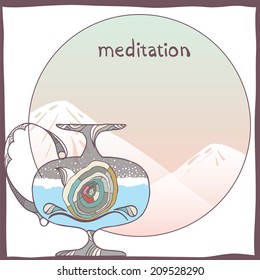 Meditation. Artist vector illustration of ewer of drink.
