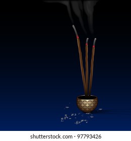 Meditation background with burning incense.Vector eps10