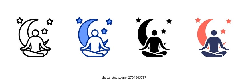 Meditation Before Sleep icon set multiple style collection