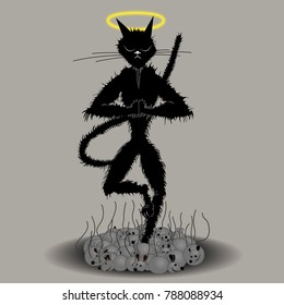 Meditation black cat