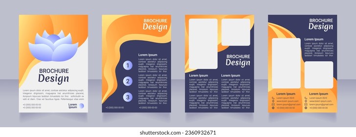 Meditation blank brochure design. Template set with copy space for text. Premade corporate reports collection. Editable 4 paper pages. Robot Medium, Light, Merienda Bold fonts useds