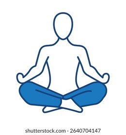 Meditation Blue Line Icon. Fitness, Health, Healthy Lifestyle, Wellbeing, Exercise, Health Care, Sport, Workout Editable Stroke Vector Illustration