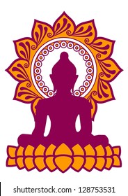 Meditation - Buddha - Lotus Flower - symbol of enlightenment - vector image