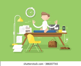 Meditation businessman in office