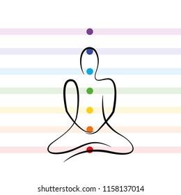 meditation chakra points drawing person vector illustration EPS10