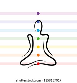 meditation chakra points drawing person vector illustration EPS10