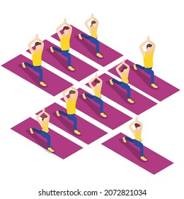 Meditation class 3d isometric vector illustration concept for banner, website, landing page, ads, flyer template