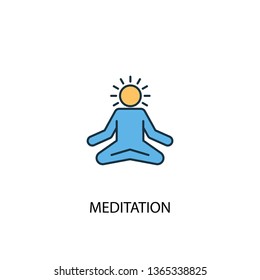 meditation concept 2 colored line icon. Simple yellow and blue element illustration. meditation concept outline symbol design