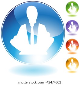 Icono de cristal del concepto de meditación aislado en un fondo blanco.