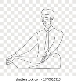 Meditation concept on transparency background. Creative idea design. Flat vector illustration for template, brochure or presentation.