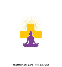 Meditation cross template vector icon design