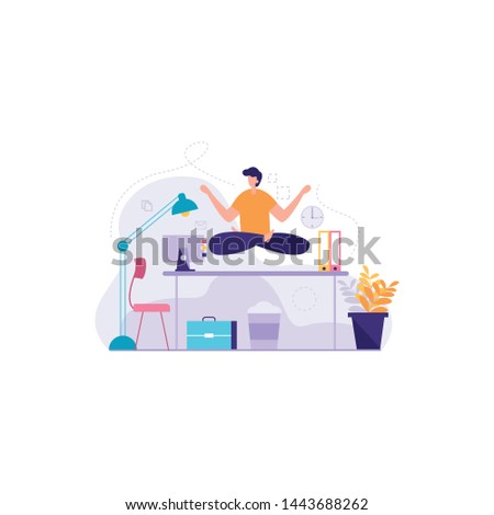 meditation during work vector illustration. people vector. business concept. landing page illustration design