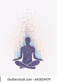Meditation, Enlightenment.  Hand Drawn Colorful Illustration