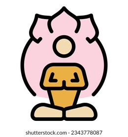 Meditation exercise icon outline vector. Happy yoga. Home room color flat