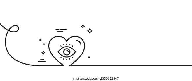 Meditation eye line icon. Continuous one line with curl. Yoga mind sign. Spirit therapy symbol. Meditation eye single outline ribbon. Loop curve pattern. Vector