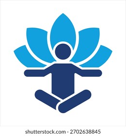 Ilustración vectorial de icono azul plano de meditación