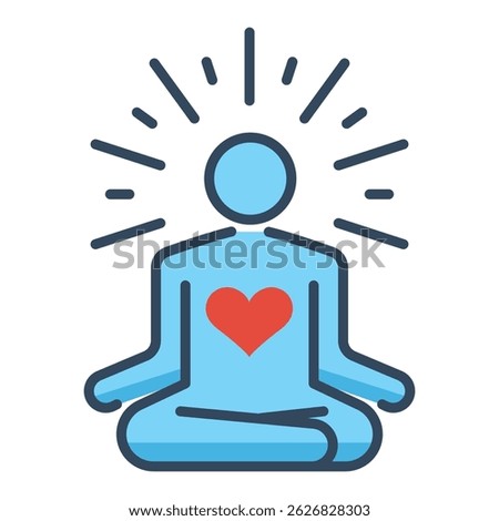 Meditation flat icon, featuring a person in meditation, symbolizing mindfulness, inner peace, and personal growth