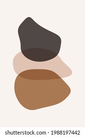 Meditation flat. Poster with ovale stones minimalist style overlay. Vector illustration. Abstract shape rocks background. Stacked pebbles color drawing. Cool print tshirt design. Balance zen concept.