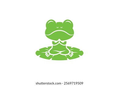 meditation frog vector made in green flat style