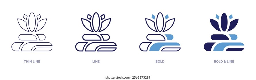 Meditation gift icon in 4 different styles. Thin Line, Line, Bold, and Bold Line. Duotone style. Editable stroke.