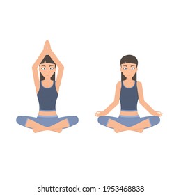 Meditation. Girl doing yoga, vector illustration