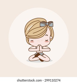 Meditation Girl / Lady / Woman Isolated Vector / Image / Illustration / Drawing / Cartoon / Animation