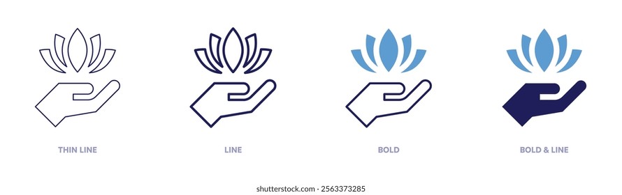 Meditation group icon in 4 different styles. Thin Line, Line, Bold, and Bold Line. Duotone style. Editable stroke.
