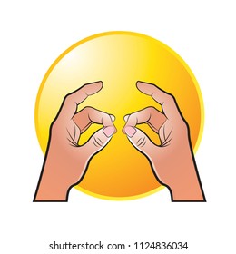 meditation hands over yellow circle vector drawing