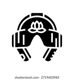 Vector de icono de glifo de auriculares de meditación. signo de auriculares de meditación. ilustración de símbolo aislado