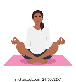Meditation health benefits for body, mind and emotions. Flat vector illustration isolated on white background