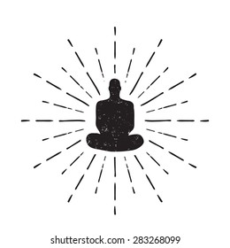 Meditation Human silhouette isolated on white background Vector illustration