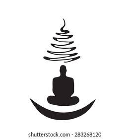 Meditation Human silhouette isolated on white background Vector illustration