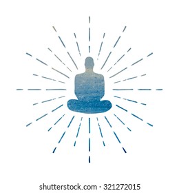 Meditation Human silhouette isolated on white background Vector illustration